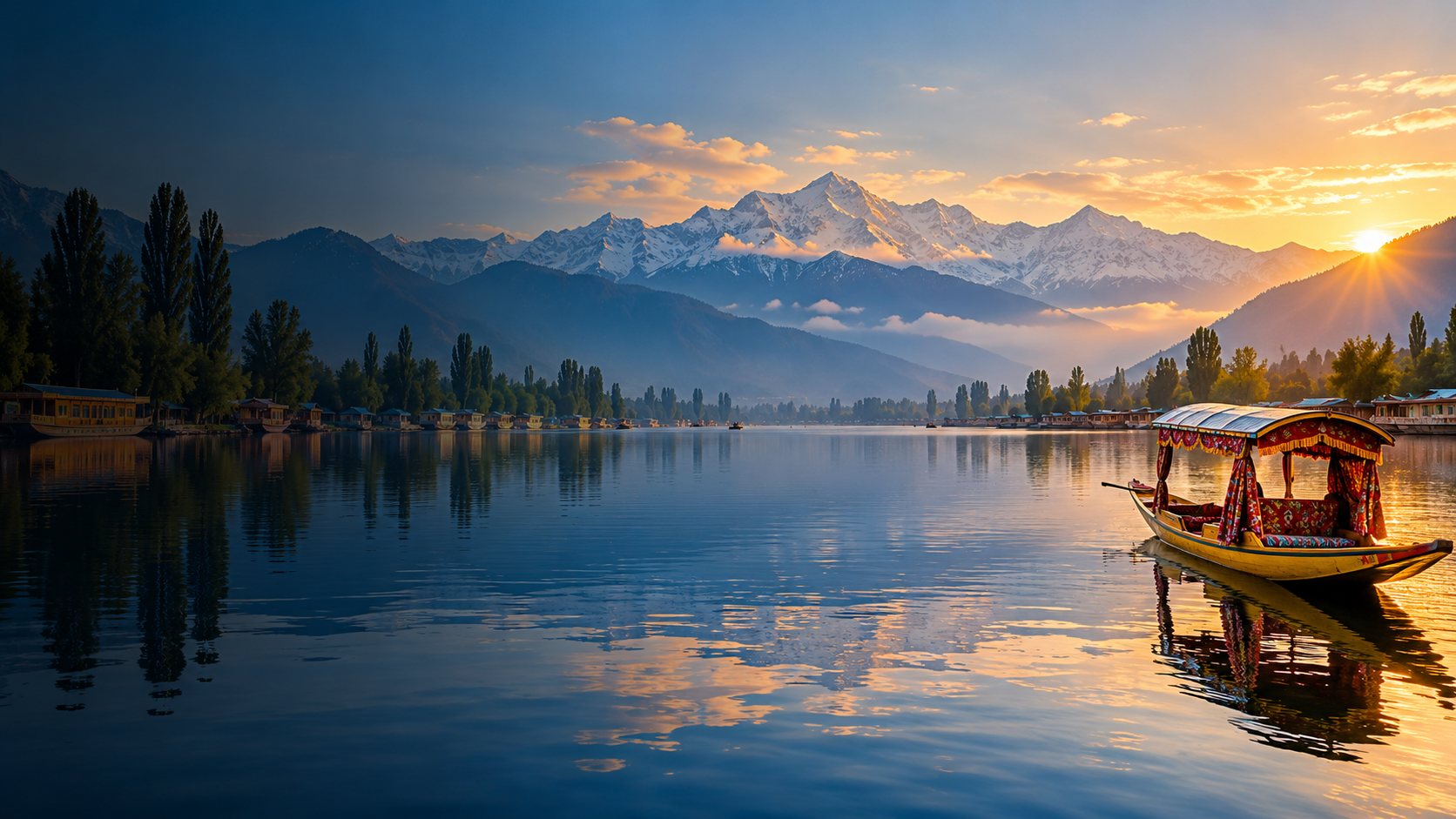 Kashmir lake and mountain landscape